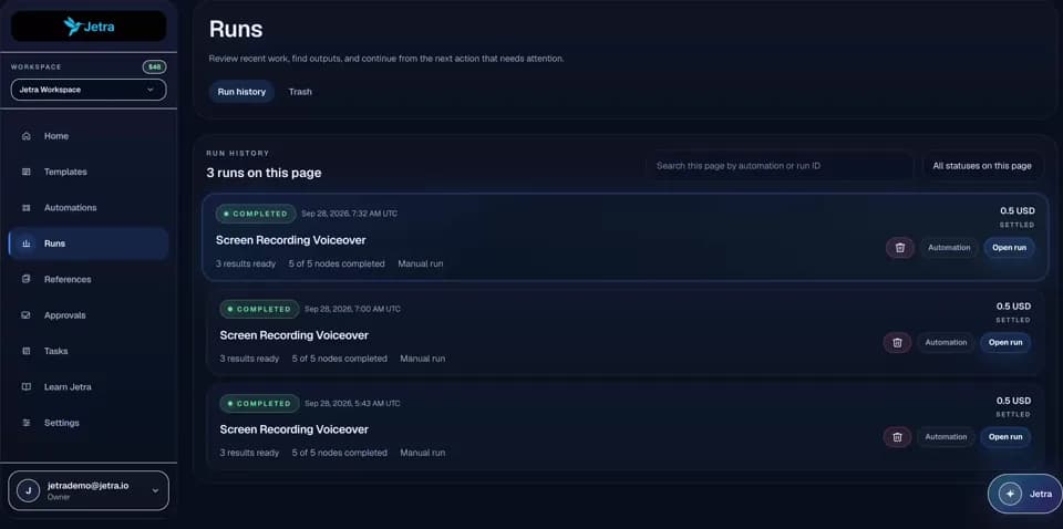 Runs walkthrough preview